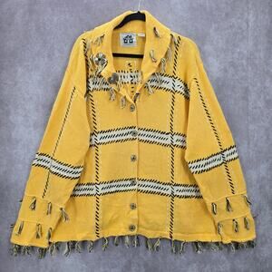 Storybook Knits Yellow Tassel Western Vintage Rhinestone‎ Cotton Coat Jacket 3X